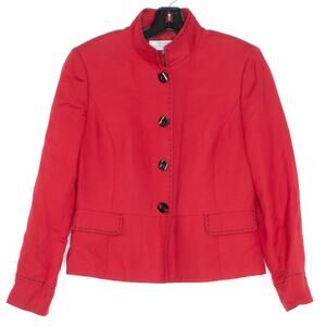 Tahari Jacket Blazer Linen Preppy Minimalist Classic Academia Career Red Size 6P